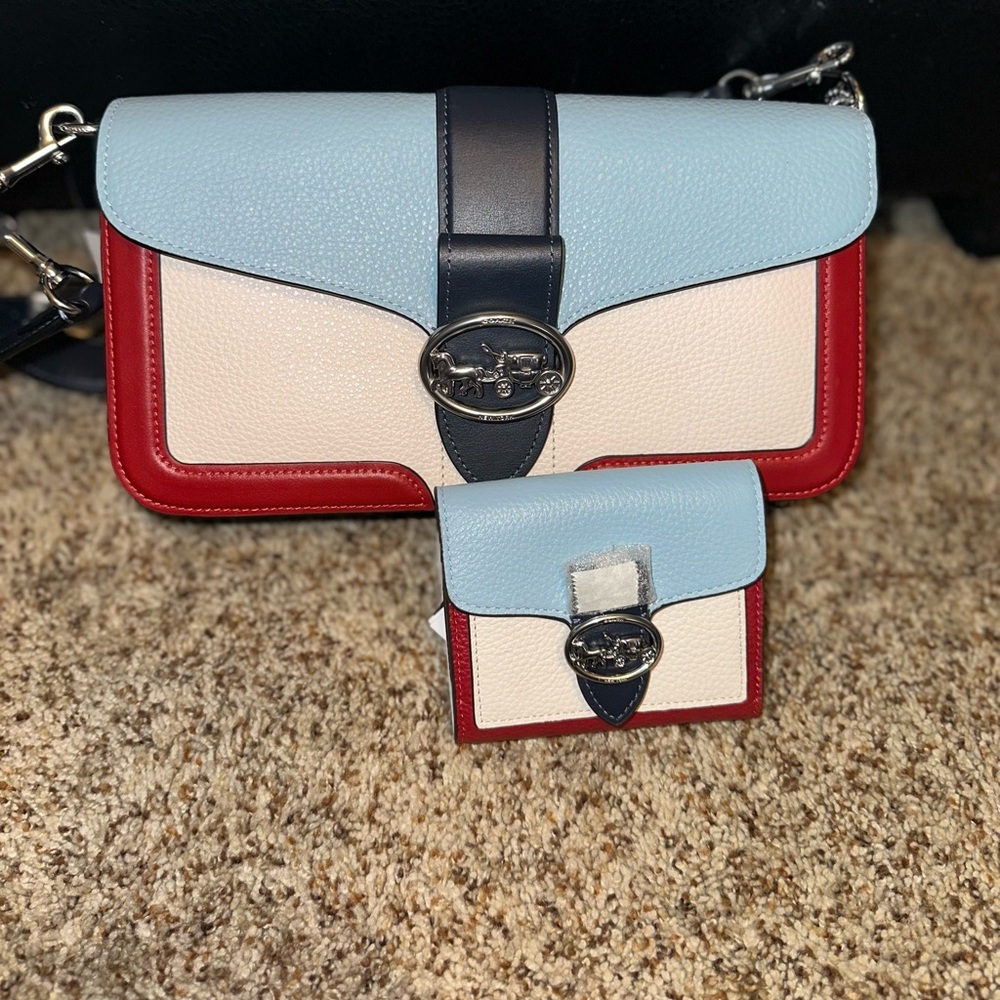 COACH GEORGIE SHOULDER BAG &MATCHING WALLET In Colorblock! SOLD AS SET